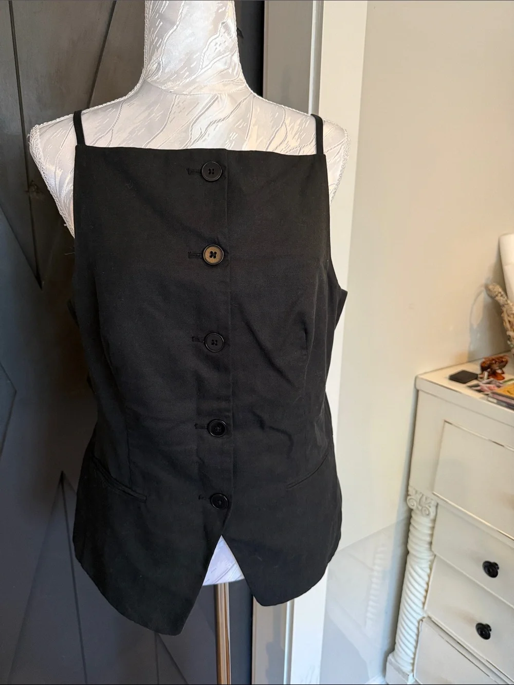 Madewell Black Button-Front Sleeveless Top - Picture 1 of 4
